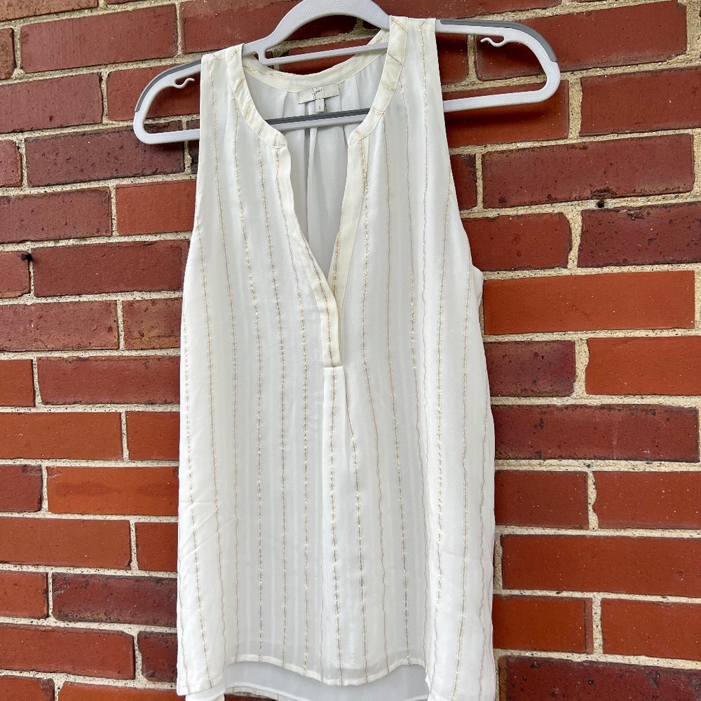 Sleeveless crepe Joie top, silver threads size S